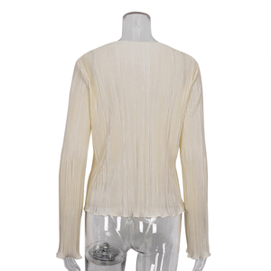 Hot Selling Lace-Up Pleated <strong>Plisse</strong> Fashionable Women <strong>Tops</strong> And Blouses Women's Clothing Vetements Femme Sexy Chic Summer Cardigan - Product Image 5
