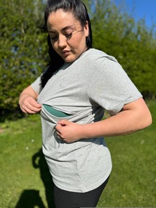 <span class=keywords><strong>T</strong></span>-<span class=keywords><strong>shirt</strong></span> d'<span class=keywords><strong>allaitement</strong></span> en molleton 100 % coton biologique, écologique, couleur naturelle, avec fermeture éclair discrète, haut de maternité - Product Image 4