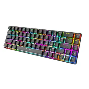 Ziyoingan t8 teclado mecânico de jogos, 68 teclas, 60% USB-C com fio rgb luz de fundo ergonomia, teclado para computador e pc