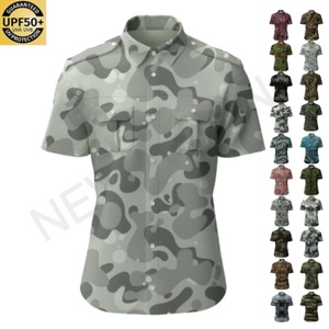 Chemise à manches courtes camouflage personnalisée pour homme, boutonnée, anti-UV, respirante, pour la pêche en plein air, t-shirt tactique - Product Image 1