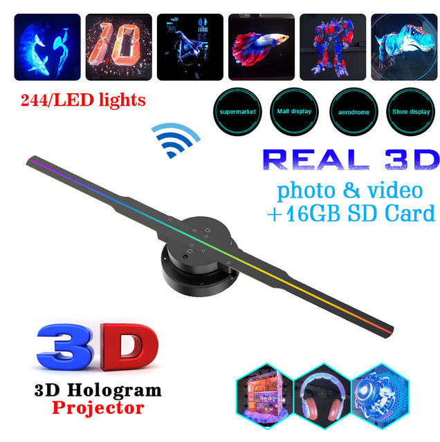 MACCAN Indoor OEM Naked-eye 3D Holographic Projector Stereo Rotary Suspension Aerial Imaging Fan Screen Wall-mounted Advertising
