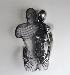 Tasarım heykel Metal sanat aşk tasarım paslanmaz çelik Modern insan vücudu duvar heykel