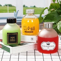 Nuevo diseño portátil redondo Boca Grande 8oz 12oz 16oz botellas de vidrio de leche para paquete de jugo