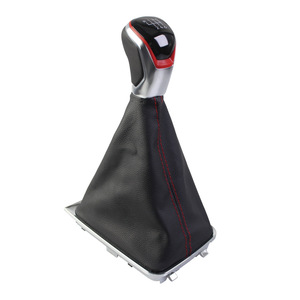 Pommeau de levier de vitesse en cuir avec surpiqûres rouges pour Volkswagen Golf 7 Mk7 GTI GTD 2013-2018, boîte de vitesses manuelle 5 ou 6 rapports - Product Image 1