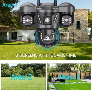 Three Lens Solar IP <b>Camera</b> 4G SIM Outdoor 8K 15MP Three Screen Wifi PTZ Solar Panel Color Night Vision Home Surveillance Cameras - Product Image 4