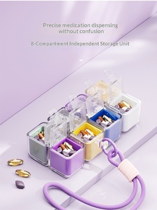 Caja de Almacenamiento de Medicamentos de Plástico con 8 Compartimentos, Hermética, Portátil, con Cuerda para Colgar, Esencial para Viajes - Product Image 4