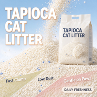 Litière pour chat en particules uniformes de manioc, bonne résistance à l'usure, ne se casse pas facilement, longue durée de vie, économique