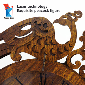 Orologio da Parete in Legno Decorativo a Forma di <span class=keywords><strong>Puzzle</strong></span>, Taglio Laser Classico a Forma di Pavone, Fai-da-Te <span class=keywords><strong>3D</strong></span> per <span class=keywords><strong>Adulti</strong></span> e Bambini, Legno ZC-LQD005 3mm - Product Image 4