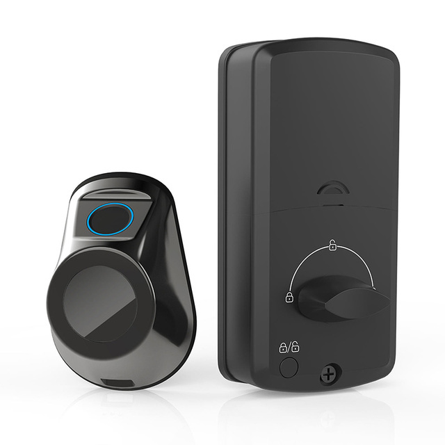 Home Exterior Black Aluminum Security Digital Life Key Biometrics Fingerprint Tuya App Smart Deadbolt Lock for Usa Main Door