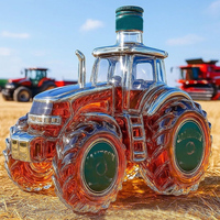 Fábrica al por mayor de vidrio de alto borosilicato en forma de coche botella de vino de whisky decantador botella de licor de vidrio con forma personalizada y logotipo