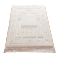 Tapis de prière islamique de luxe Sajadah en tissu flanelle avec mousse à mémoire de forme, motif mosquée en relief, lavable, pour usage domestique - Vente chaude en gros