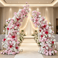 Arche de fleurs artificielles réalistes en forme de rose pour la décoration d'entrée de mariage en extérieur, style naturel