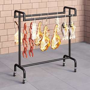 Tendedero <span class=keywords><strong>de</strong></span> carne <span class=keywords><strong>de</strong></span> Metal <span class=keywords><strong>de</strong></span> alta resistencia <span class=keywords><strong>de</strong></span> un solo nivel para tocino, pato asado, jamón, cerdo, pollo, interior, exterior, sala <span class=keywords><strong>de</strong></span> estar, secado colgante - Product Image 6