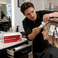Rouleaux de papier aluminium gaufré personnalisables de 500 feuilles pour coiffure, idéal pour salons de coiffure et barbiers