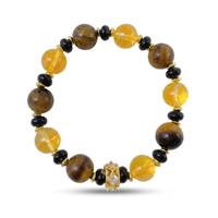 Bracelet en perles d'œil de tigre naturel et de citrine pour femmes, pierre énergétique de guérison, bracelet de méditation yoga, bijoux vintage en perles de laiton