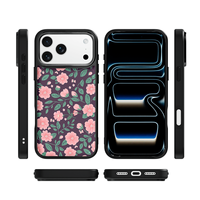Coque de téléphone AG Feeling Black Edge avec motif floral doré pour iPhone 17, 17 Pro Max, 16 Pro, 15 – Coque magnétique