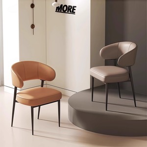 <span class=keywords><strong>Chaise</strong></span> de Salle à Manger Moderne en Cuir Véritable avec Pieds en Métal <span class=keywords><strong>Noir</strong></span> ou <span class=keywords><strong>Beige</strong></span> pour Hôtels, Restaurants, Maisons <span class=keywords><strong>et</strong></span> Spas Élégants - Product Image 5