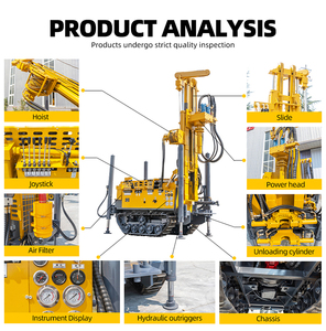 Machine <span class=keywords><strong>de</strong></span> forage <span class=keywords><strong>de</strong></span> puits d'eau pneumatique montée sur chenilles, entraînée par un moteur diesel, <span class=keywords><strong>profondeur</strong></span> 1000 m, Hengwang HW1000S - Product Image 3