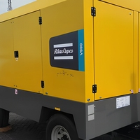 Compresseur d'air portable diesel Atlas Copco Cummins à injection d'huile, compresseur à vis pour le forage de puits d'eau