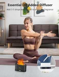 Humidificateur USB ultrasonique en gros avec diffuseur d'huiles essentielles LED coloré effet flamme pour hôtels et usage domestique, en plastique avec humidistat - Product Image 3