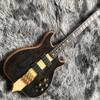 Manche de guitare basse électrique 4 cordes à travers le corps Burl Maple Veneer Gold Hardware