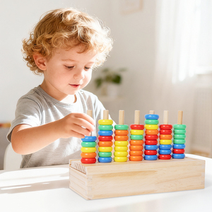Montessori Wooden Stacking Rings Educational Toy Colorful Counting Beads Math Game for Kids Early Learning Number Teaching - Product Image 2