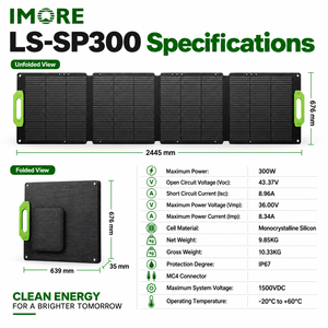 แผงโซลาร์เซลล์พับได้ 300W โมโนคริสตัลไลน์ ETFE IP67 พร้อม MC4 สำหรับการตั้งแคมป์ การเดินทาง และการชาร์จสำรองกลางแจ้ง - Product Image 2