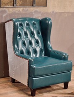 Fauteuil en cuir de luxe style aviateur rétro industriel, idéal pour salon, chambre ou hôtel