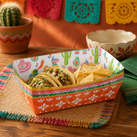 Barquettes jetables pour nachos, bateaux à snacks en papier double face pour fêtes de carnaval, fiestas, Cinco de Mayo, fournitures pour fêtes à thème mexicain