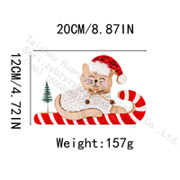 Chat en costume de Père Noël, décoration de Noël en bois, canne à sucre, luge, ornement de table, cadeau de Noël, décoration de la maison