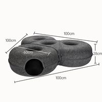 Lit tunnel pour chat en feutre 4-en-1, grand format, détachable et lavable, avec griffoir, jusqu'à 45 lb