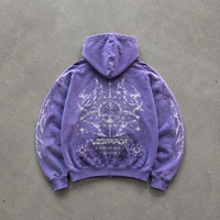 OEM/ODM Sweat-shirt à capuche zippé en molleton bouclette avec effet délavé et impression graphique sérigraphiée pour hommes - Fabricant de vêtements