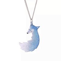 Nouvelle mode créative de haute qualité en acier inoxydable peint à la main renard étreignant grand méchant loup Couple collier de couture