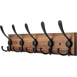 Ganchos de Pared de Madera Color Café, Perchero de 5 Ganchos para Dormitorio, Colgador de Puerta, Fácil Instalación - Product Image 5