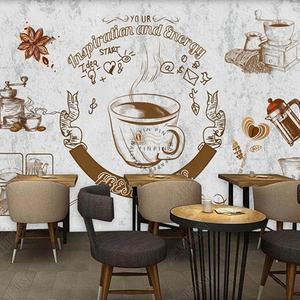 Carta da Parati Effetto Cemento Retrò Europeo per Parete di Caffetteria - Product Image 2