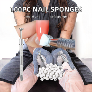 100pcs Disposable Nail Art <b>Sponge</b> Gripper Gradient Manicure Tool with Metal <b>Handle</b> - Product Image 2