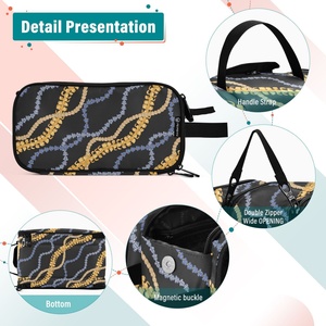 Hawaii Puakenikeni Flower Women's <b>Makeup</b> Bag Black Design Custom Print Cosmetic <b>Storage</b> Bag Brush Organizer with Zipper Closure - Product Image 3