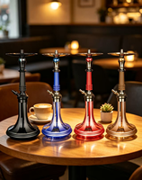 Chicha électrique de luxe moderne, durable, grande taille, ensemble complet en verre, finition miroir, pipe à chicha en aluminium