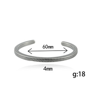 Yunnique Titanium Steel Cuff Bracelet Open Design Textured Steel Color Smile <b>Men</b> Women Jewelry Gift 280709 - Product Image 5
