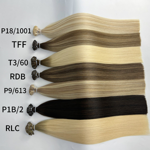 Extensiones de Cabello Humano Virgen con Punta Plana Europea, Venta al por Mayor de Fábrica, 100% Cutícula Alineada, Doble Trama a Máquina, 14-24 Pulgadas - Product Image 1