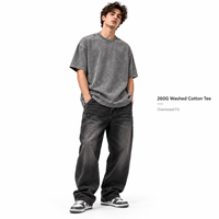 T-shirt Homme Vintage Oversize Streetwear Manches Courtes en Coton Lourd 260GSM Délavé Effet Neige Personnalisé OEM ODM Vente en Gros