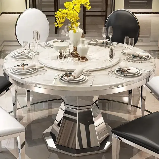 Marka yeni hiçbir çizik yemek odası masa ve sandalyeler, beyaz parlak seramik karo üst yemek masası CT007