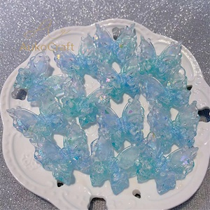 Pendentif papillon lévitant en résine plastique double couche, transparent comme de la glace, avec perles lumineuses Firefly, pour bijoux DIY faits à la main - Product Image 2