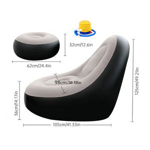 <span class=keywords><strong>Canapé</strong></span>-lit gonflable compact pliable avec repose-pieds, fauteuil gonflable épaissi pour les activités de camping - Product Image 5