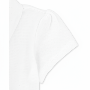 Paquete de 2 polos de uniforme escolar blanco para niñas pequeñas, Piqué elástico suave con volantes para iglesia o primaria, otro uso para estudiantes - Product Image 1