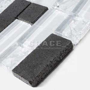 Iç duvar için amerikan sadelik mozaikler siyah doğal taş <span class=keywords><strong>Lava</strong></span> mozaik çini cam geri sıçrama fayans mutfak dekoru fayans - Product Image 4