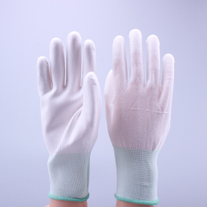 Guantes de trabajo de nailon, manguitos de mano de PU, 13 calibres, blancos - Product Image 3