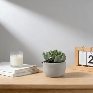Mini Plantas Suculentas Artificiales <span class=keywords><strong>Echeveria</strong></span> en Maceta <span class=keywords><strong>de</strong></span> Cemento, Bajo Mantenimiento, Decoración Minimalista para Graduación, Pascua y Hogar - Product Image 2
