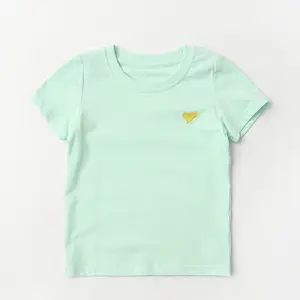 Camiseta infantil 100% algodão orgânico bordado para meninos, camiseta ecológica para crianças