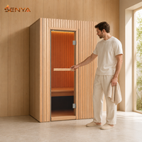 Ruang Sauna Inframerah Jauh Kompak Kayu Cedar Merah Solid Panel Kontrol Komputer OEM & ODM Tersedia Kabin Sauna Spa Rumah Dalam Ruangan